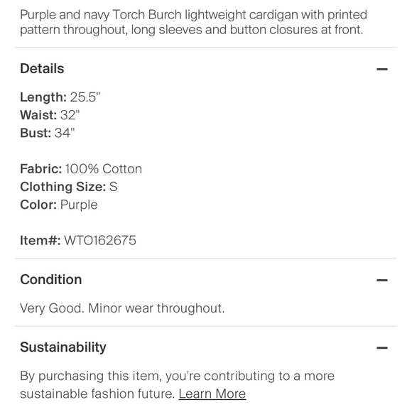 Tory Burch Button Up Cardigan Purple floral Print - Picture 4 of 4